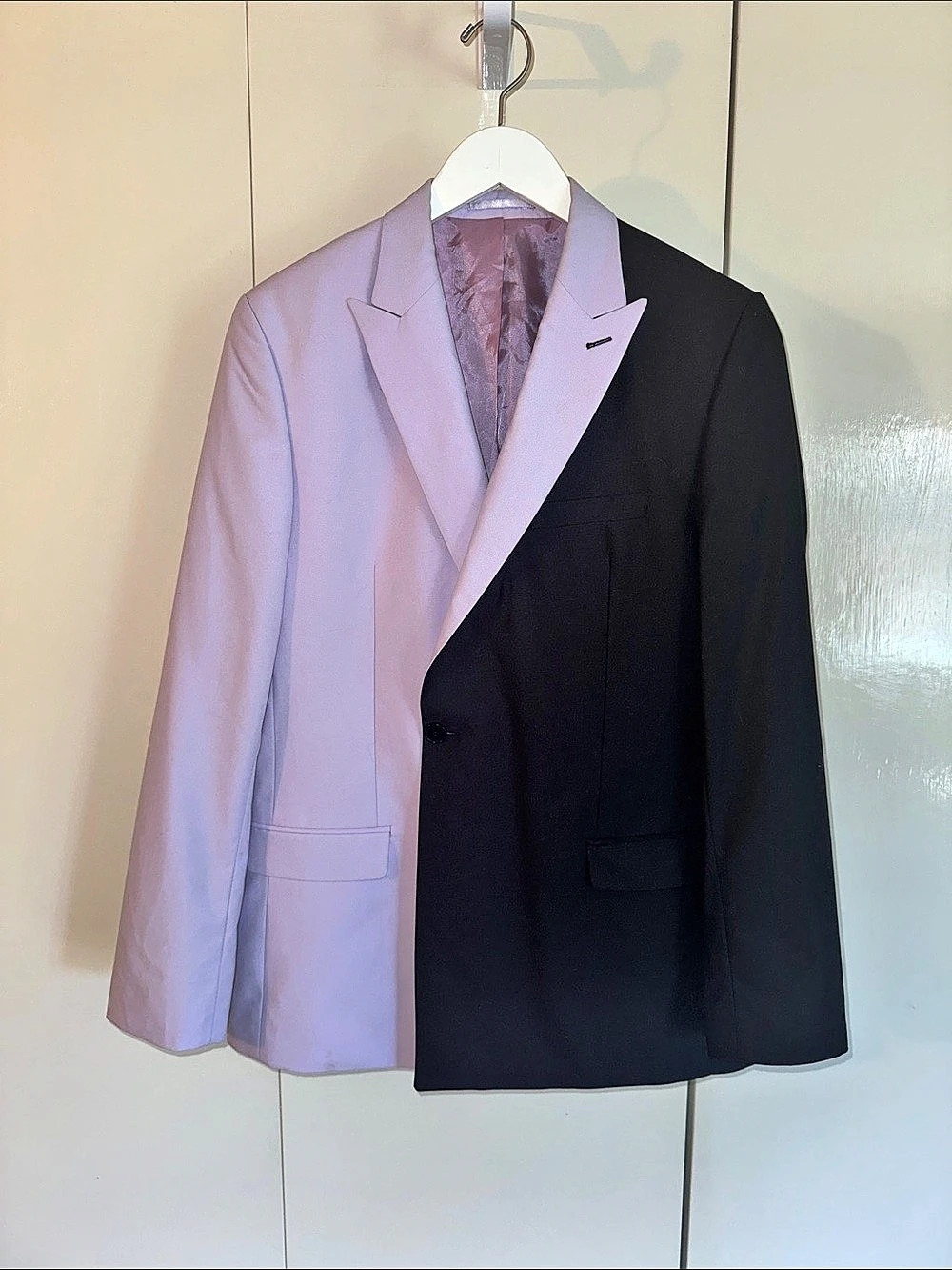 Color Block Blazer in Black & Lilac